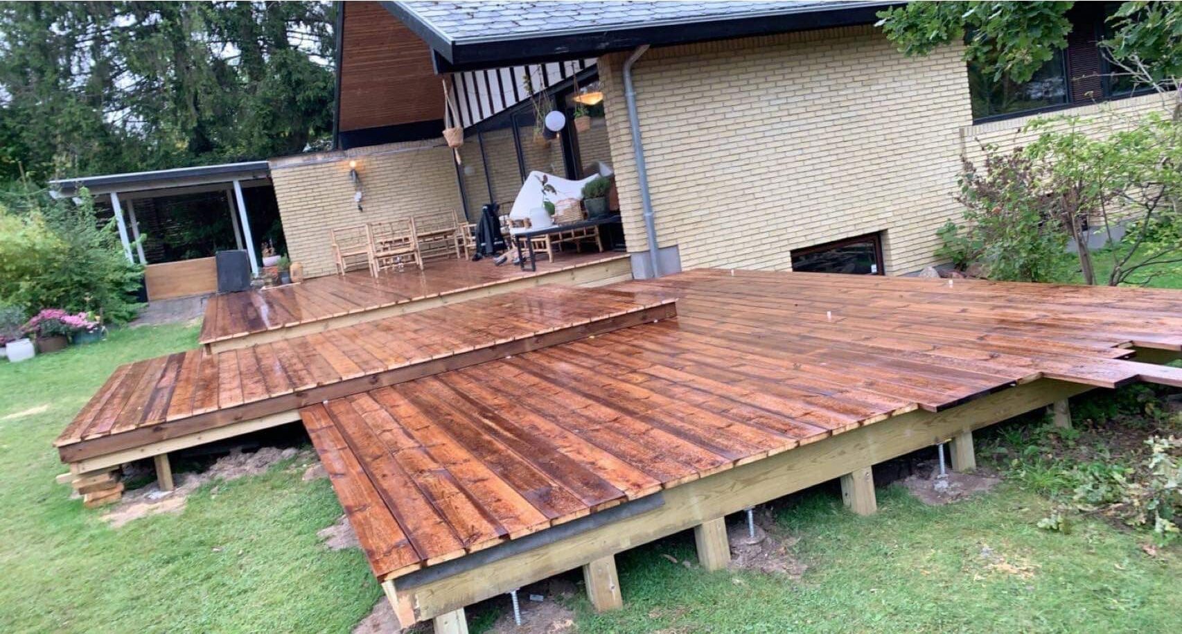 terrasse, træ, tømrer, niveau forskel